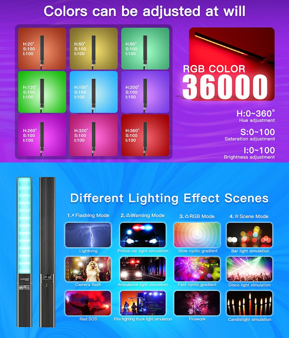 NNEIDS Handheld Rgb Led Video Light With App Control - Black