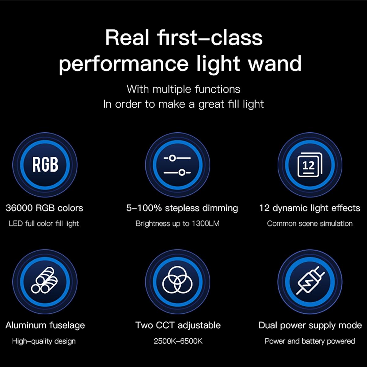NNEIDS Handheld Rgb Led Video Light With App Control - Black