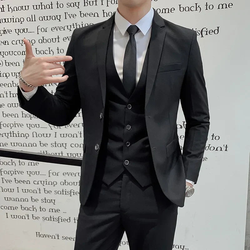 Mens Business Suit Set Blazer (Black)