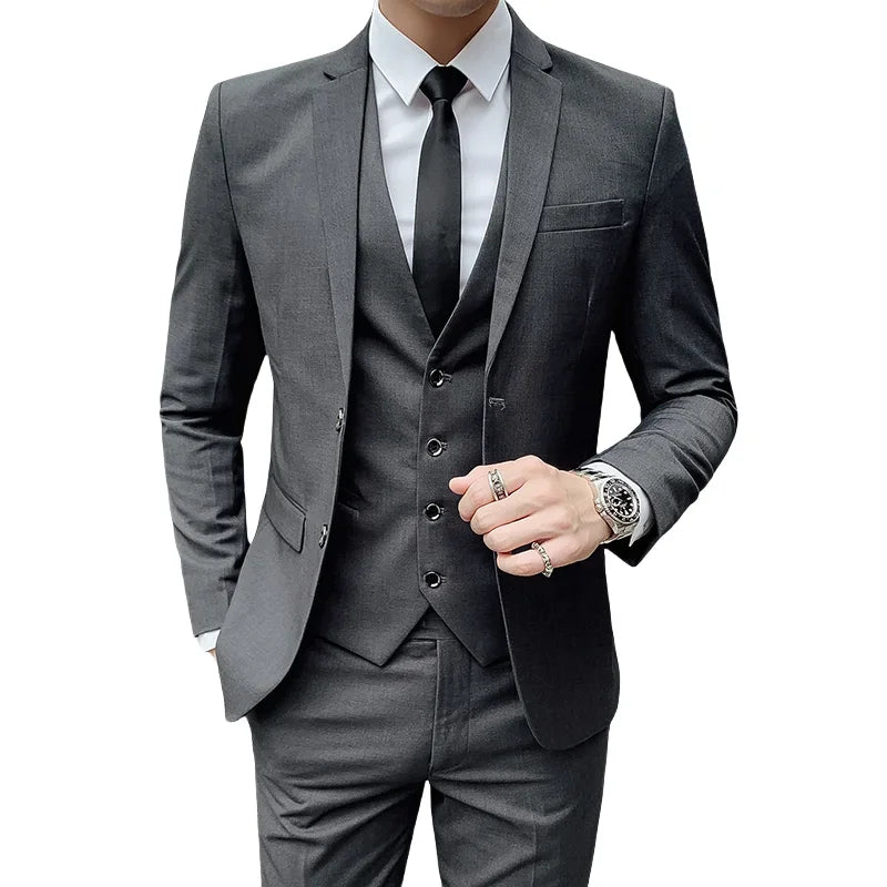 Mens Business Suit Set Blazer (Gray)