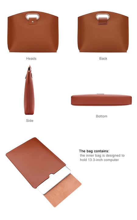 NNEDSZ Black Elegant PU Leather Laptop Handbag & Sleeve - Protective and Stylish Laptop Case with Adjustable Strap for 15.6-inch Laptops-4