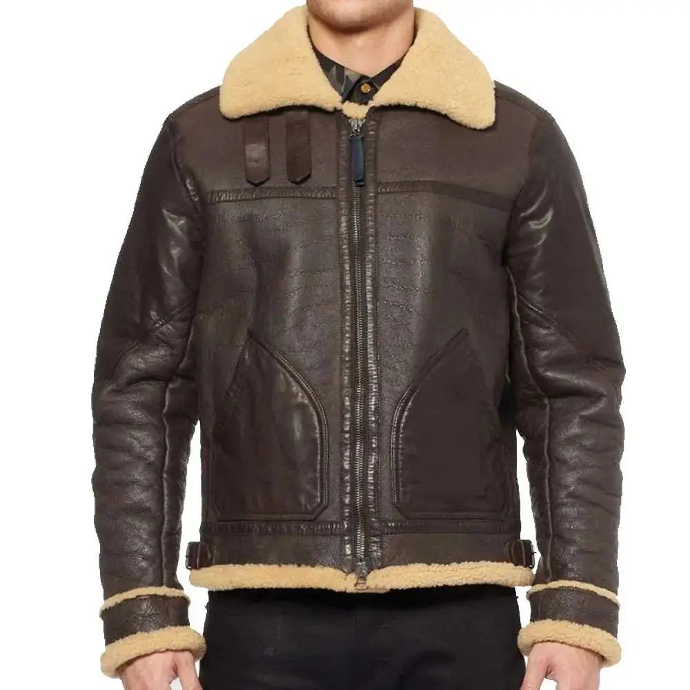 Mens Shearling Bomber Jacket-0