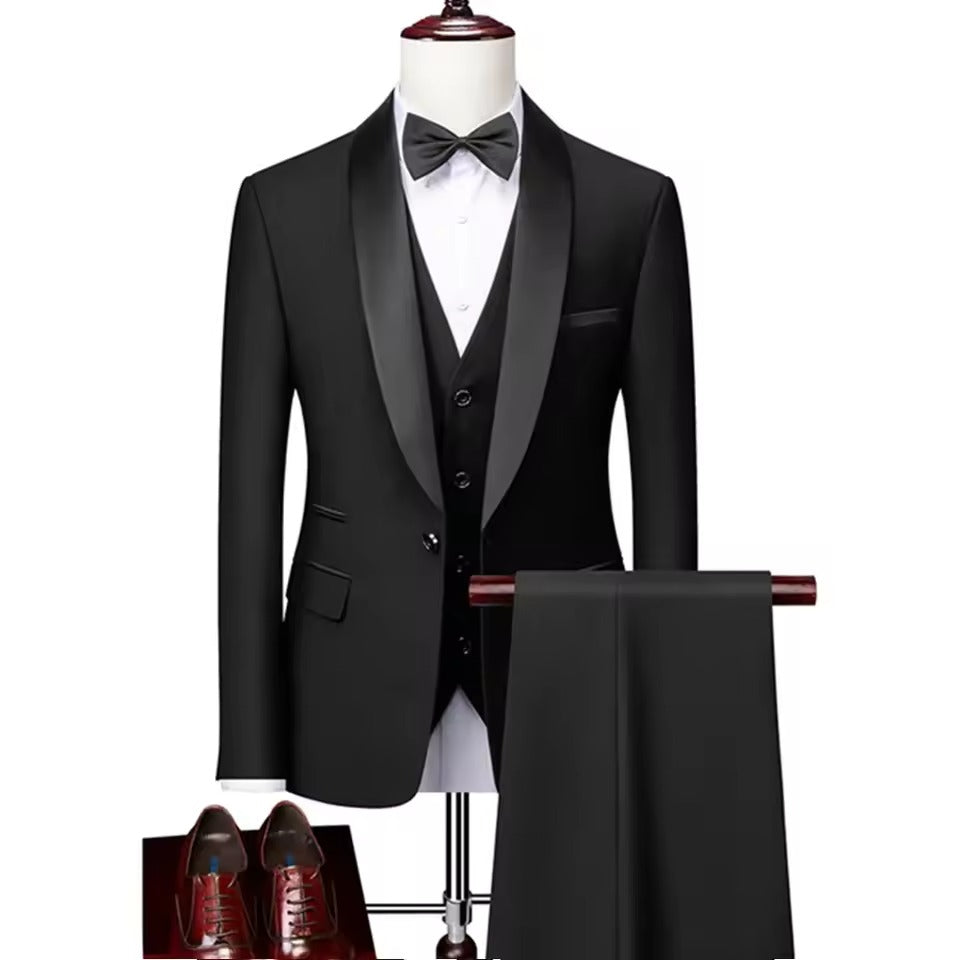 Mens Skinny 3-Piece Tuxedo Set Formal Suit (Black)