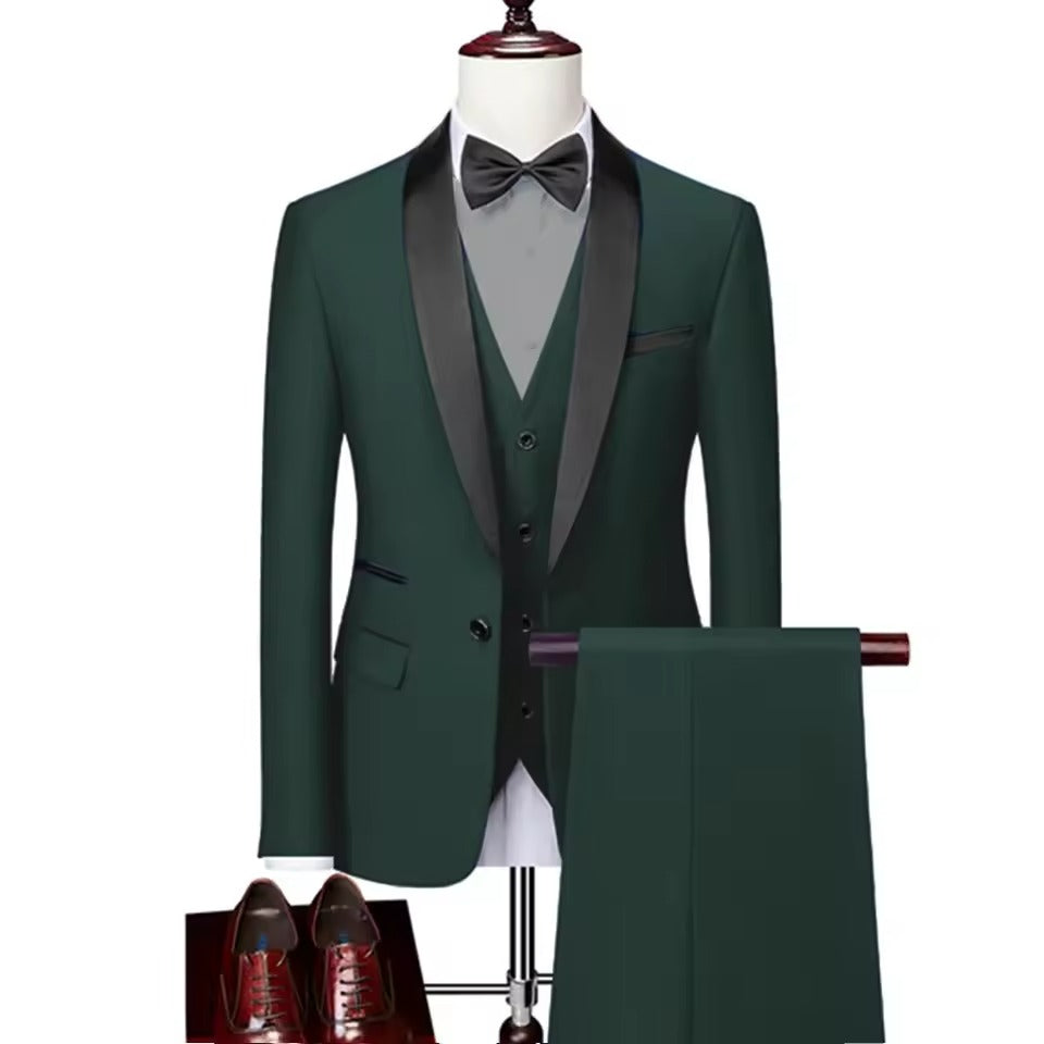 Mens Skinny 3-Piece Tuxedo Set Formal Suit (Green)-0