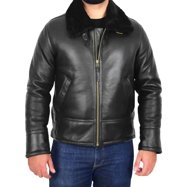 Mens Sheepskin Aviator Jacket-0