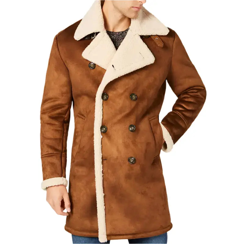 Mens Faux Shearling Overcoat-0